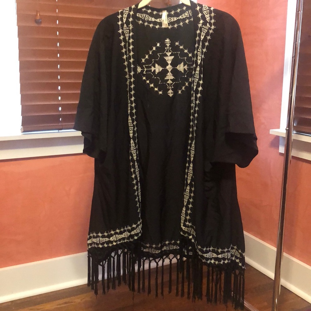 Black and White Aztec Shall / Swim Cover Up